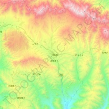 Topografische Karte 化隆县, Höhe, Relief