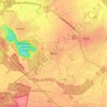 Topografische Karte Bilm, Höhe, Relief