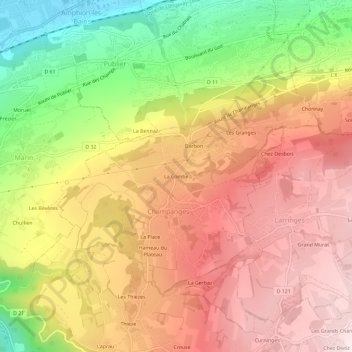 Topografische Karte La Combe, Höhe, Relief