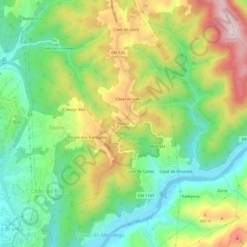 Topografische Karte Picoto, Höhe, Relief