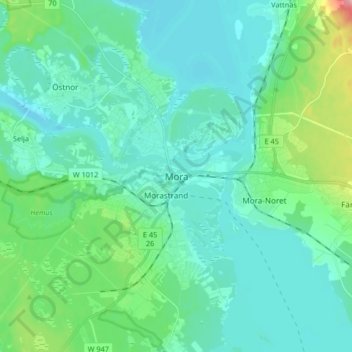 Topografische Karte Mora, Höhe, Relief