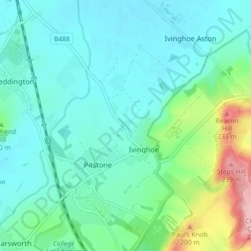 Topografische Karte Ford End, Höhe, Relief