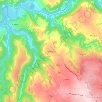 Topografische Karte La Sarette, Höhe, Relief