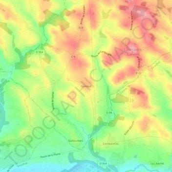 Topografische Karte Grimaut, Höhe, Relief