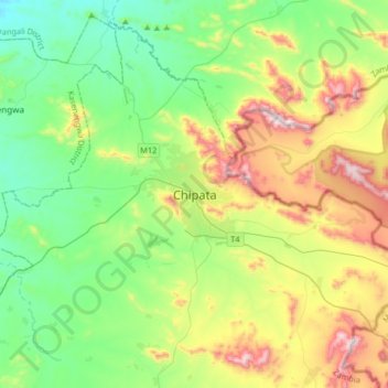 Topografische Karte Chipata, Höhe, Relief