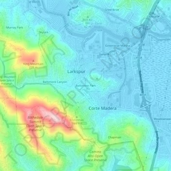 Topografische Karte Baltimore Park, Höhe, Relief