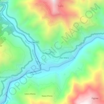 Topografische Karte Attal, Höhe, Relief