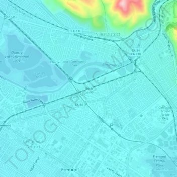 Topografische Karte Shinn, Höhe, Relief