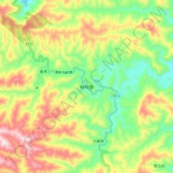 Topografische Karte 秧坝镇, Höhe, Relief