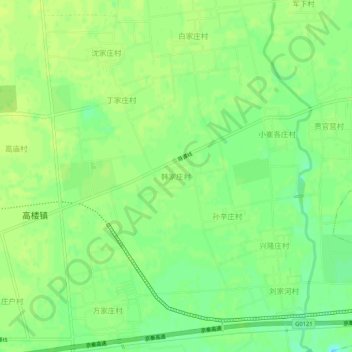 Topografische Karte 韩家庄村, Höhe, Relief