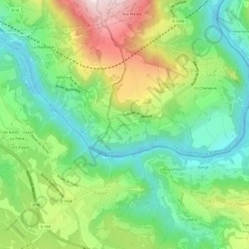 Topografische Karte Grésin, Höhe, Relief
