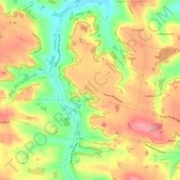 Topografische Karte Au Padouenc, Höhe, Relief