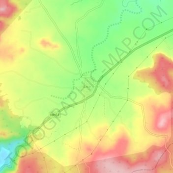 Topografische Karte Ane, Höhe, Relief