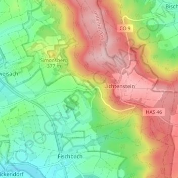 Topografische Karte Dürrnhof, Höhe, Relief