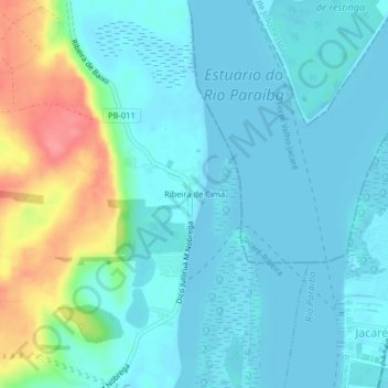 Topografische Karte Ribeira de Cima, Höhe, Relief