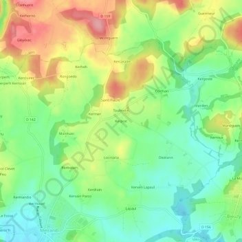 Topografische Karte Kerprat, Höhe, Relief