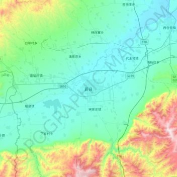 Topografische Karte 蔚县, Höhe, Relief
