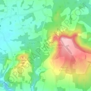 Topografische Karte Redford, Höhe, Relief