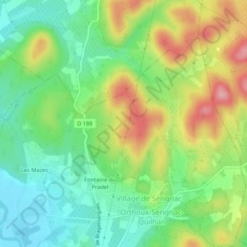 Topografische Karte Courmelle, Höhe, Relief