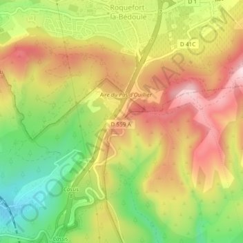 Topografische Karte Pas d'Ouillier, Höhe, Relief