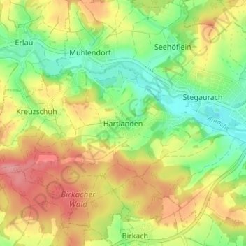 Topografische Karte Hartlanden, Höhe, Relief