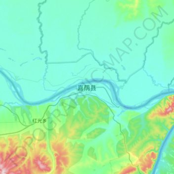 Topografische Karte 嘉荫县, Höhe, Relief
