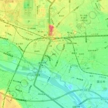 Topografische Karte 錦町, Höhe, Relief