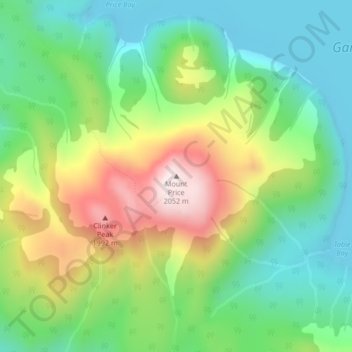 Topografische Karte Mount Price, Höhe, Relief