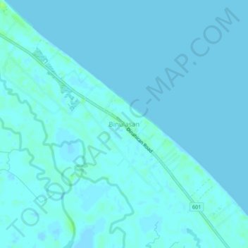 Topografische Karte Binulasan, Höhe, Relief