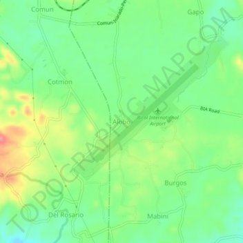 Topografische Karte Alobo, Höhe, Relief