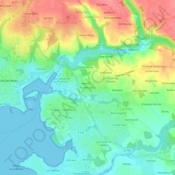 Topografische Karte Toulmengleuz, Höhe, Relief