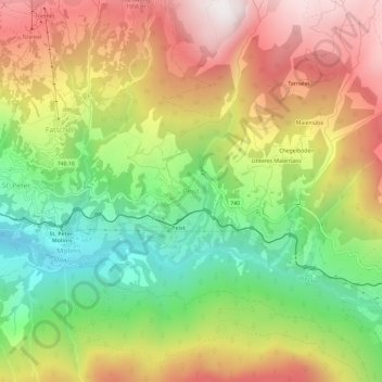 Topografische Karte Peist, Höhe, Relief