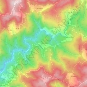 Topografische Karte Lourizela, Höhe, Relief