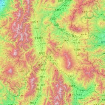 Topografische Karte Suwa, Höhe, Relief