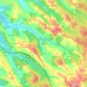 Topografische Karte Crastos, Höhe, Relief