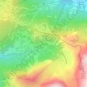Topografische Karte Le Planet, Höhe, Relief