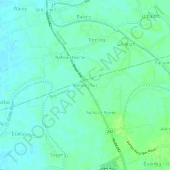 Topografische Karte Nalsian Sur, Höhe, Relief