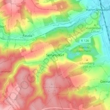 Topografische Karte Seifartsdorf, Höhe, Relief