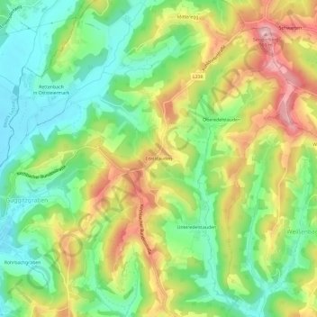 Topografische Karte Edelstauden, Höhe, Relief