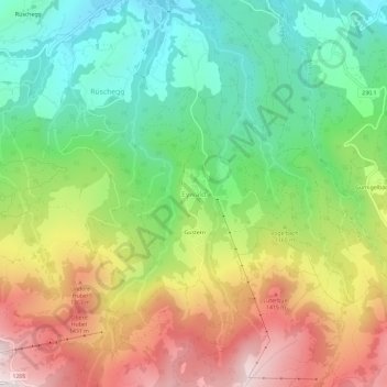 Topografische Karte Eywald, Höhe, Relief