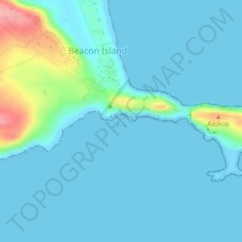 Topografische Karte Nelson's Bay, Höhe, Relief