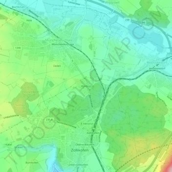 Topografische Karte Waldegg, Höhe, Relief