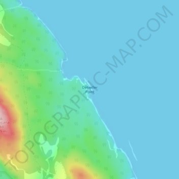 Topografische Karte Detwiller Point, Höhe, Relief