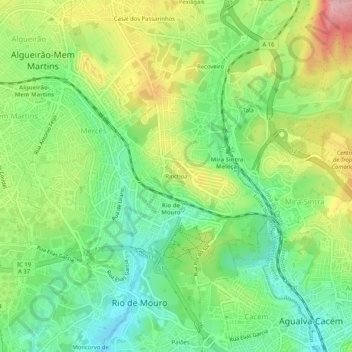 Topografische Karte Rinchoa, Höhe, Relief