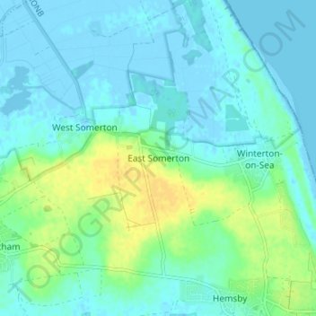 Topografische Karte East Somerton, Höhe, Relief