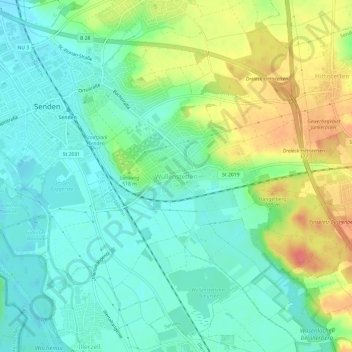 Topografische Karte Wullenstetten, Höhe, Relief