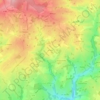 Topografische Karte Le Geay, Höhe, Relief