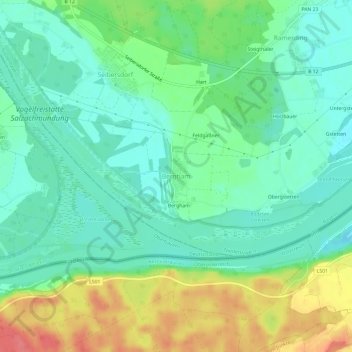 Topografische Karte Bergham, Höhe, Relief