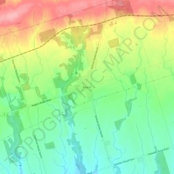 Topografische Karte Raglan, Höhe, Relief