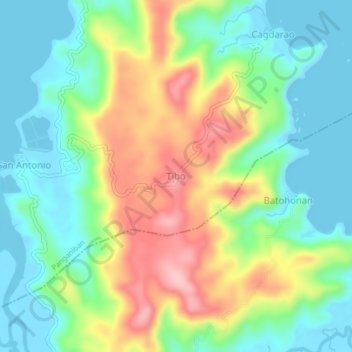 Topografische Karte Tibo, Höhe, Relief